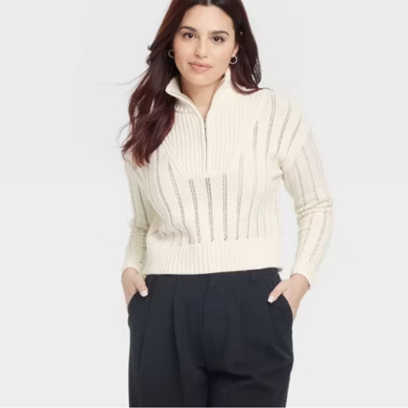 a new day Sweaters - A New Day Women's Mock Turtleneck‎ Quarter Zip Pullover Sweater